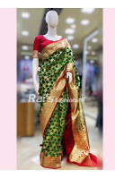 Green And Red Contrast Color Border With Heavy Banarasi Design Katan Silk Banarasi Handloom Saree (NDR5)
